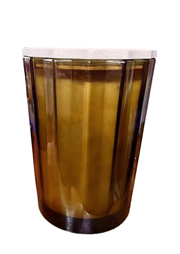 Sand + Fog 57 oz. Scalloped Candle with Rubber Wood Lid -Teak Tabacco