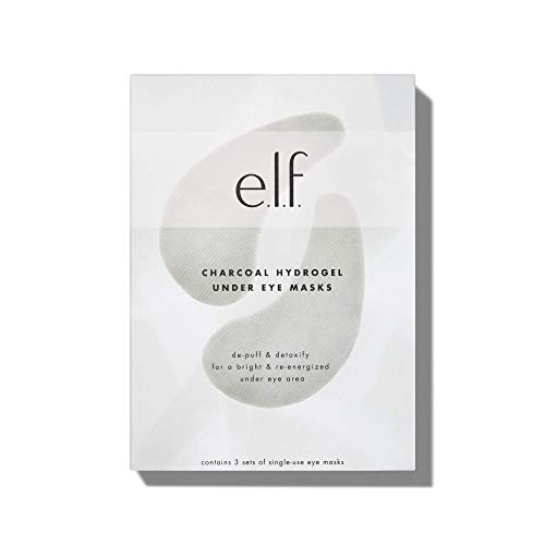 e.l.f. Charcoal Hydrogel Under Eye Masks, Plumps, Preps & Primes Eyes, 3 Sets, 0.14 Oz (4g) Gel & 0.07 Oz (2g) Serum Per Pair