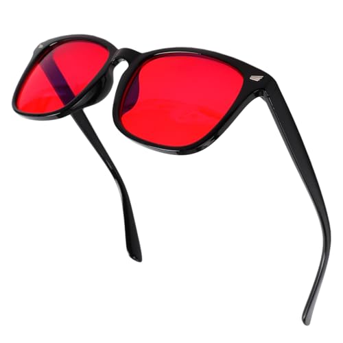 WF WFPOWER Blue Light Blocking Glasses for Men Women – Gaming Glasses with Anti-Glare UV400 Filter, Reduces Eye Strain Light Sensitivity Glasses (#1 Square Black Frame, Red Lens, 54 x 42mm)