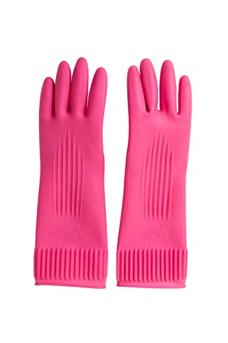 Mamison 2 Pairs Reusable Waterproof Household Dishwashing Cleaning Rubber Gloves, Non-Slip Kitchen Glove(Medium)