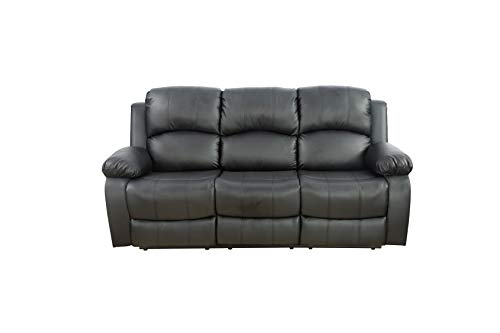 Aycp 3-Piece Living Room Reclining Sofa Set|Bonded Leather Upholstery|Manual Reclining With Drop Down Table & Mid Console (Black, 3 Pieces), (Gs28Xx) #TOP1