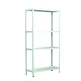 SCHULTE Regalwelt Steckregal mit 4 PowerMAX Fachböden, 50 kg Tragkraft, 180x75x35 cm (HxBxT), weiß, Lagerregal, Werkstattregal, Kellerregal, Garagenregal, Metallregal