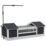 PawHut maison pour tortue terrestre 120 cm, 2 niches et toit photo 1