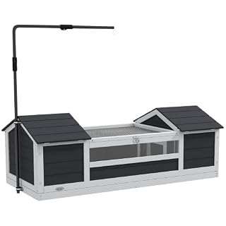 PawHut maison pour tortue terrestre 120 cm, 2 niches et toit