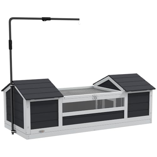 PawHut maison pour tortue terrestre 120 cm, 2 niches et toit