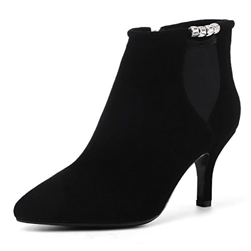 Bottines à talons hauts confortables pour pieds fins de 23.3cm avec strass de fête