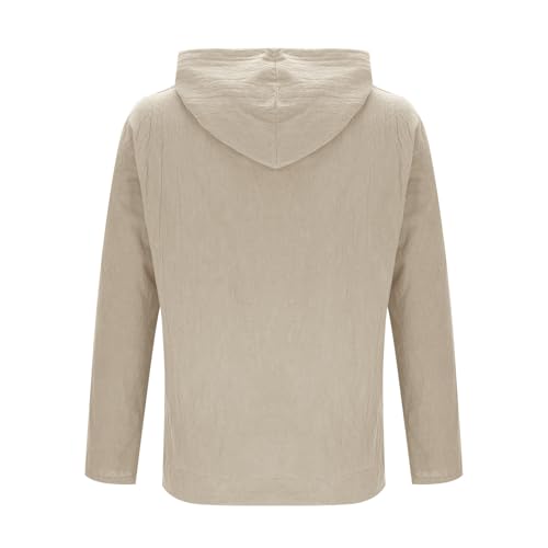 Men's Cotton Linen Hoodie Sweatshirt Lightweight Long Sleeve Button down Hoodies with Pockets Loose Fit Fall Jacket3