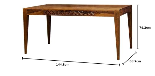 Image of Solid Sheesham Wood 6 Seater Dining Table Set with Cushioned Chairs for Dining Room | Living Room | Home & Office | Hotels Restaurant & Cafe (6 Seater, B-Walnut)