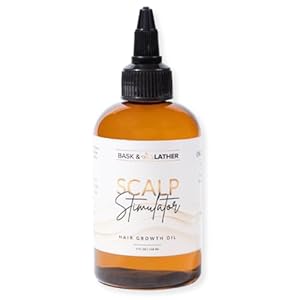 Bask & Lather Scalp Stimulator Hair Growth Oil, Cold Pressed Mint and Rosemary Blend with Grapeseed for Hair Growth, Organic Natural Leave in, All Hair Types, 4 Fl Oz