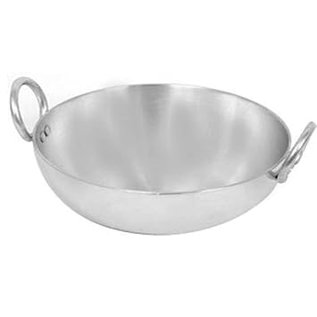 NURAT Stainless Aluminium Calcutta Kadhai with Heavy Base Compatible Gas (2 LTR.)