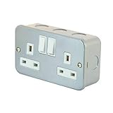 Cumple con BS1363 13 Amp Socket Outlet 2 Gang Switch SP con revestimiento de metal