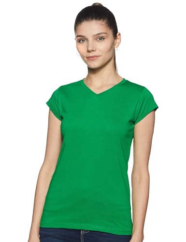 Image of Miss Chase Women's Maroon Super Soft V-Neck Short Sleeves Cotton Solid Regular Fit T-Shirt