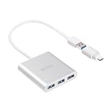 USB C Hub, WEme Aluminum USB 3.0 Hub with Type C Adapter (Compatible with Thunderbolt 3) and Micro USB Charging Power Port for Surface Pro, Lenovo Yoga, Macbook, External Hard Drive, Logitech Mouse