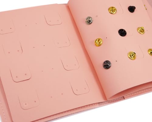 Image of Chillpaper Enamel Pin Display Book Collection Trading Book Portable Brooch Pins Holder Storage Organizer Case (2Pack Pink)
