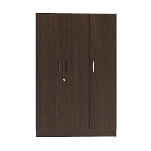 Image of Wakefit Wardrobe | 1 Year Warranty | Engineered Wood Almirah, Cupboard for Clothes Storage | 3 Door, 1 Drawer, 1 Hanging Space | Gingham - Wenge