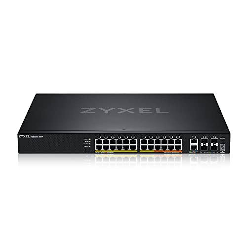 Image of Zyxel 24-Port PoE Gigabit Switch | Nebula Cloud Managed /L3 Access | 16x PoE+ & 10x PoE++ @400W | 6x 10G Uplink (2x Copper + 4x SFP+) [XGS2220-30HP] | 24x Gigabit PoE + 2x 10G PoE + 4x 10G SFP+ Ports, PoE Total Budget 400W, Smart Fan, Layer 3, NebulaFlex, TAA Compliant