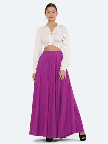 Image of Women's American Crepe Blooming Flared Long for Traditional Stitched A-line Flare Skirt for Girls with 12 Meter Flare 40inch Height