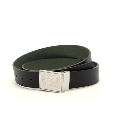 EA7 Emporio Armani Cintura Uomo Reversibile, fibbia con logo, Nero/Verde, One Size