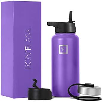 Iron Flask Sports Water Bottle - 945 ml, 3 Lids (Straw Lid), Vacuum Insulated Stainless Steel, Double Walled, Thermo Mug, Metal Canteen