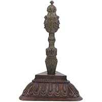 Zerodeko Mortero Tibetano con Soporte para Ritual Budista