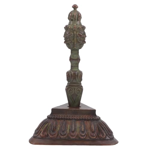 Zerodeko Mortero Tibetano con Soporte para Ritual Budista Decoración De Oficina Mortero Decorativo para Sala De Estar Accesorios De Decoración Vintage