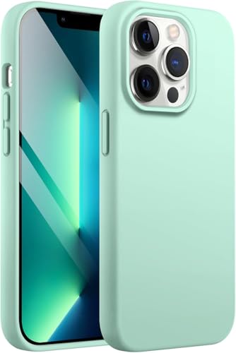 Image of DIZORO Silicone Back Case for iPhone 13 Pro Max, Soft-Touch Phone Microfiber Silicone Back Cover for iPhone 13 Pro Max- Mint