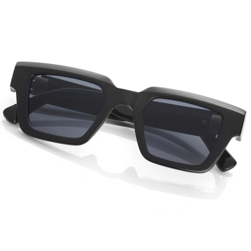 Image of Onrtry Fashion Square Sunglasses for Women Men Rectangle Thick Frame Sun Glasses 90s Designer Style Black Shades