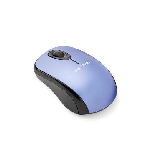 AmazonBasics Wireless Computer Mouse with Nano Receiver - Blue