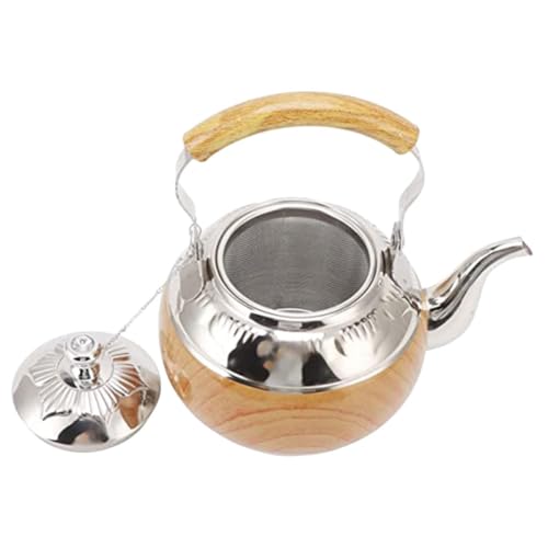 GOOHOCHY Tetera con Diseño Elegante de Acero Inoxidable con Asa de 1l Capacidad Grande, Resistente y Fácil de Mover y Forma Única para Cocinas y Restaurantes