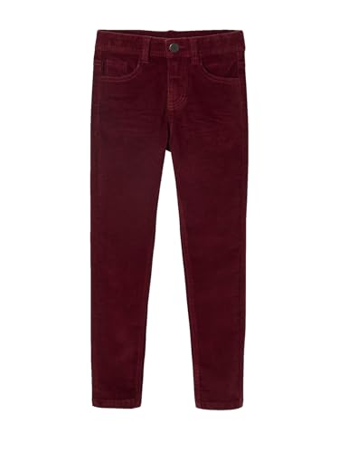 Vertbaudet Jungen Cordhose, Slim-Fit, Bundweite verstellbar Bordeaux 140