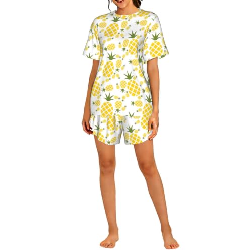 Pyjama ensemble ananas femmes manches courtes léger confortable vêtement de nuit respirant quotidien