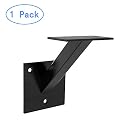AMSOOM Handrail Bracket Heavy Duty Steel Stair Parts for Wall Mounted Staircase Railings Accessories Stairway Support Hardware for Wood or Metal Flat Square Railings. (Black, 1 Pack)