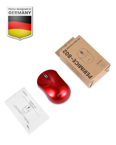 Image of Perixx PERIMICE-802R Bluetooth Wireless Mouse - Compact Portable Design for Windows, macOS, iOS, and Android - 1200 DPI Optical Sensor - Red