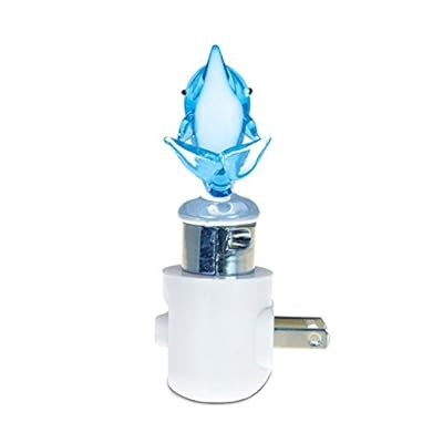 COTA Global Dolphin Night Light - Home Décor Wall Plug in Night Light with Switch, Unique Decorative Hand Made LED Glass… 31RAdzOvFJL. SS400