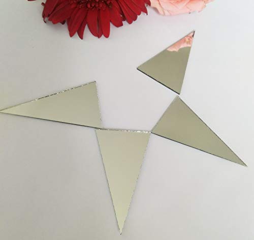 Triangles Silver Glass Mirrors,Mirror Mosaic Tile Triangle Shape Supplies 60Pcs With Size 1.38X2.48Inch #TOP1