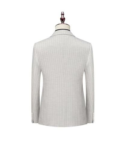 Men's Stripe Suit Blazer Formal Peak Lapel Double Breasted Buttons Coat Wedding2