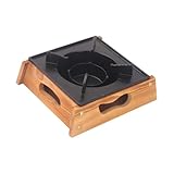 Menolana Alcohol Stoves Burner Stew Hot Pot with Wooden Base Spirit Burner for Camping BBQ, 18x21cm