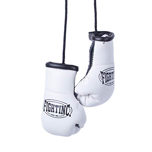 Fightinc. Mini Boxhandschuhe Paar - ideal für Autospiegel, Sporttasche, Schlüsselanhänger UVM Boxen Kickboxen Muay Thai MMA Kampfsport weiß/schwarz (100)