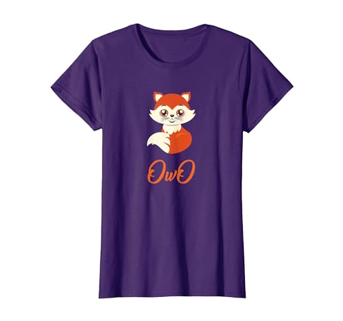 OwO - Cute Baby Fox - Funny Furry Fandom Cute OwO Fursuit T-Shirt, Women, Purple, X-Small
