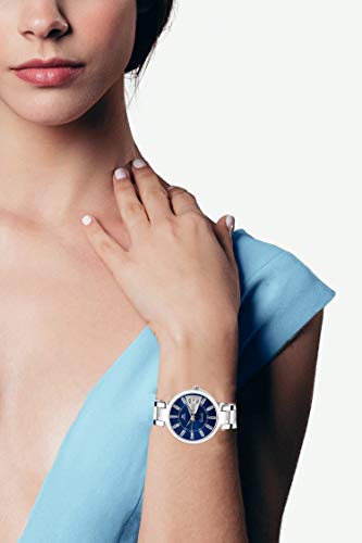 IIK COLLECTION Round Dial Stainless Steel Bracelet Chain Analogue Day & Date Functioning Watch for Women and Girls