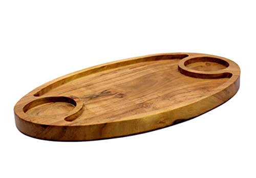 Image of eSplanade Wooden Serving Tray Platter Tableware Serveware | Brown - 15 inch Inches