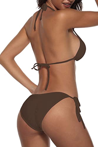 Image of Women Two Piece Swimsuit Sexy Swimwear Halter String Triangle Bikini Sets