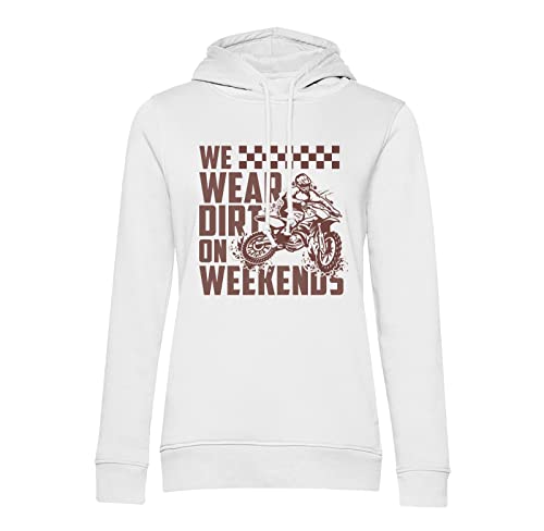 Sweat à capuche moto avec message We Wear Dirt on Weekends humoristique