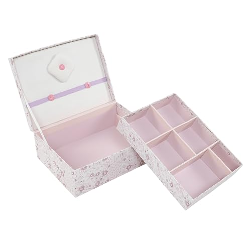 TIENDA EURASIA – Caja Costura | Bandeja de 6 Departamentos | Material Cartón | Estampado Multicolor | Medidas 20x15x8 cm | Forma Horizontal (Floral)