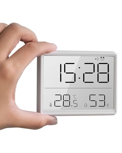 Image of GooDay Smart Digital Alarm Clock, w/Magnetic Attraction, Indoor Temperature Humidity, HD Screen Hour Date, Battery Operated - White