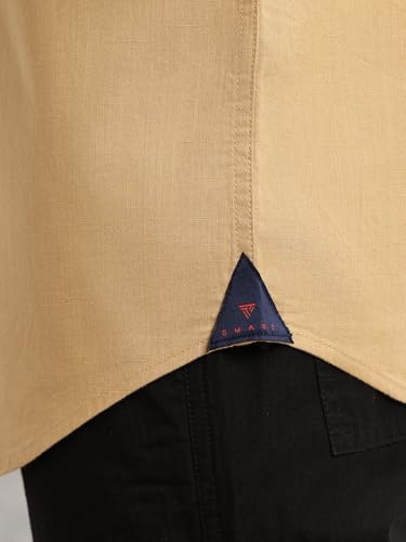 Image of Thomas Scott Men's | Solid | Half Sleeve | Slim Fit | Linen Blend | Double Flap Pocket | Spread Collar | Casual Shirt for Men