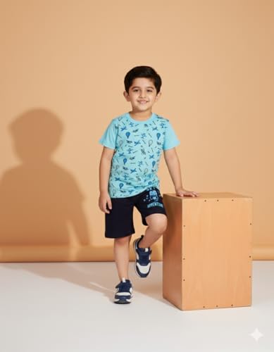 Image of Naavai Kids Cotton Boys And Girls T-shirts And Shorts Set Dress /Pack Of 3 / Baby Boys Set Dress /Boys Clothing Set Summer Combo Pack /Multicolor /Kids Boys Dress t-shirts