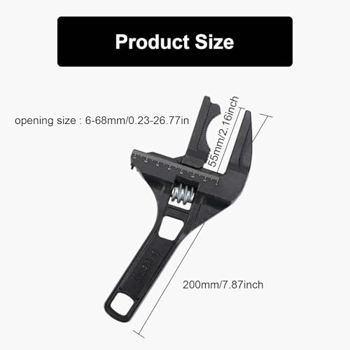 ShiningUU Wide Jaw Adjustable Spanner Alloy Home-use 6-68mm Opening Adjustable Handy Wrench | Bathroom Wrench | Compact Spanner Sets for Sink Taps & Tight Spaces | DIY Home Plumbing Tool (Black) 2 ShiningUU Wide Jaw Adjustable Spanner Alloy Home-use 6-68mm Opening Adjustable Handy Wrench | Bathroom Wrench | Compact Spanner Sets for Sink Taps & Tight Spaces | DIY Home Plumbing Tool (Black) - Image 2