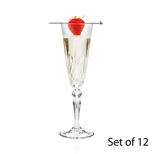 RCR Crystal Melodia Champagne Flute Glasses, 160 ml, Set of 12, Dishwasher Safe, for Entertaining, Perfect for Birthdays, New Homeowners, for Champagne, Mimosas, Mocktails, Prosecco - Image 3