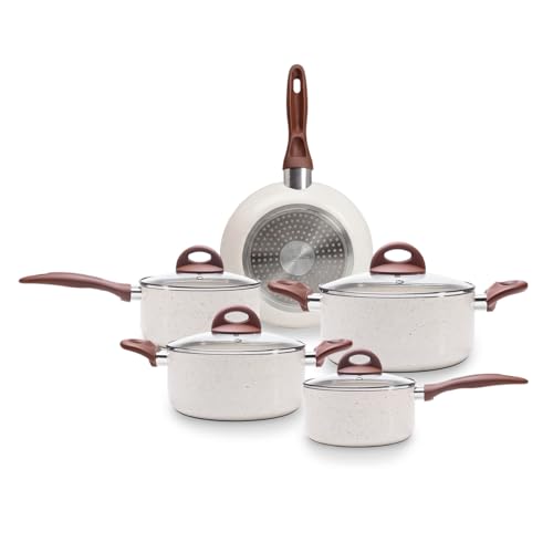 Brinox - Jogo de Panelas Antiaderente Ceramic Life 5 Peças com Fundo de Indução - Vanilla